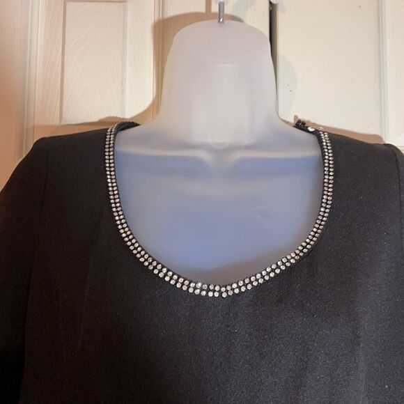 Vintage 1970s Black Maxi Dress Rhinestones Goth Witchy Vibes Small - Picture 3 of 16